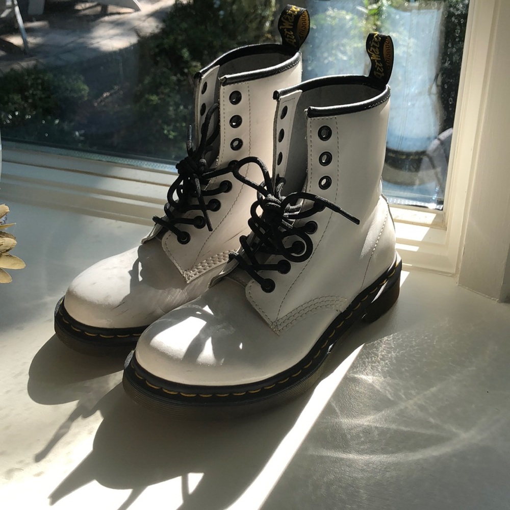 Patent leather white dr martens